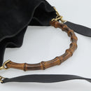 GUCCI Bamboo Shoulder Bag Suede 2way Black Gold 001 1577 2615 Auth ep14993-7
