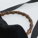 GUCCI Bamboo Shoulder Bag Suede 2way Black Gold 001 1577 2615 Auth ep14993-8