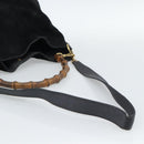 GUCCI Bamboo Shoulder Bag Suede 2way Black Gold 001 1577 2615 Auth ep14993-9