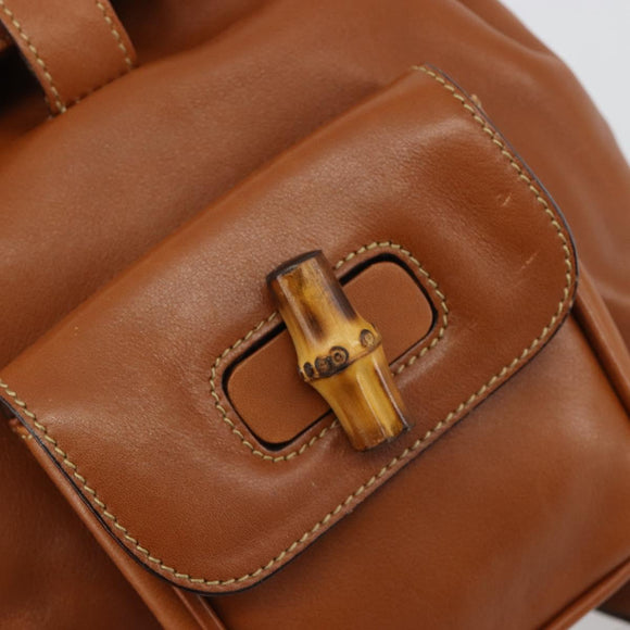 GUCCI Bamboo Backpack Leather Brown Gold 03 2265 0030 Auth ep15002
