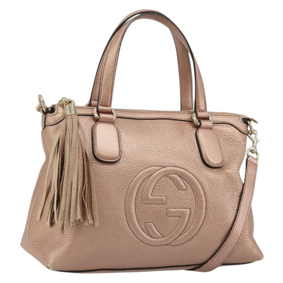 GUCCI Soho Hand Bag Leather 2way Pink Gold 308362 Auth ep15003A