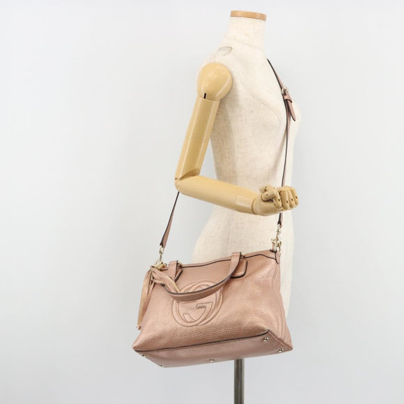 GUCCI Soho Hand Bag Leather 2way Pink Gold 308362 Auth ep15003A