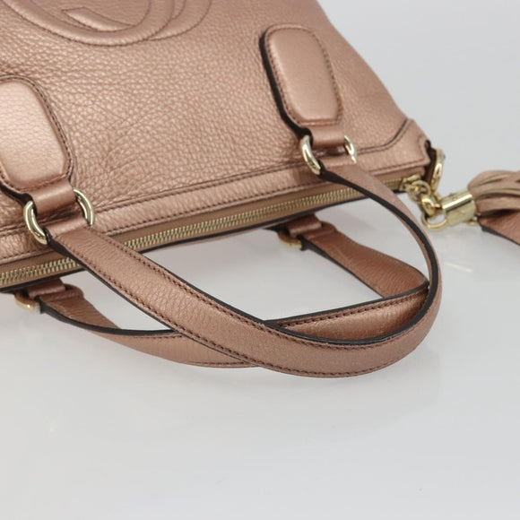 GUCCI Soho Hand Bag Leather 2way Pink Gold 308362 Auth ep15003A