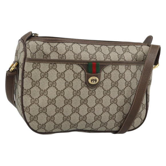 GUCCI GG Supreme Web Sherry Line Bag PVC Beige Gold 89 02 077 Auth ep15007