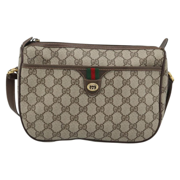 GUCCI GG Supreme Web Sherry Line Bag PVC Beige Gold 89 02 077 Auth ep15007