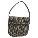 Christian Dior Trotter Canvas Shoulder Bag Navy Gold Auth ep15009-1