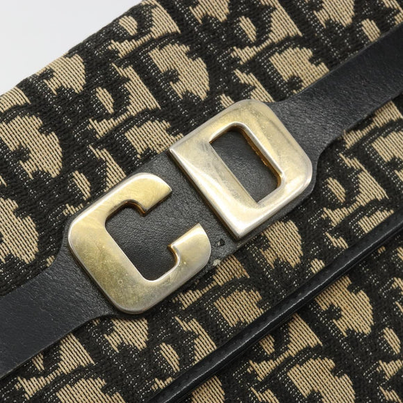 Christian Dior Trotter Canvas Shoulder Bag Navy Gold Auth ep15009
