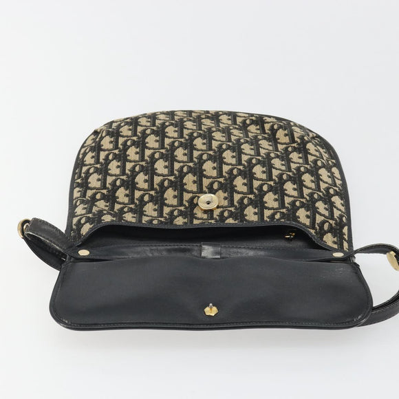 Christian Dior Trotter Canvas Shoulder Bag Navy Gold Auth ep15009