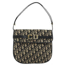 Christian Dior Trotter Canvas Shoulder Bag Navy Gold Auth ep15009-13
