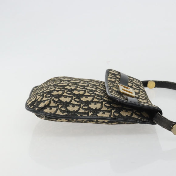 Christian Dior Trotter Canvas Shoulder Bag Navy Gold Auth ep15009