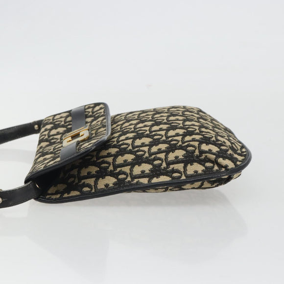 Christian Dior Trotter Canvas Shoulder Bag Navy Gold Auth ep15009