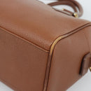 Burberrys Hand Bag Leather Brown Gold Auth ep15010-9