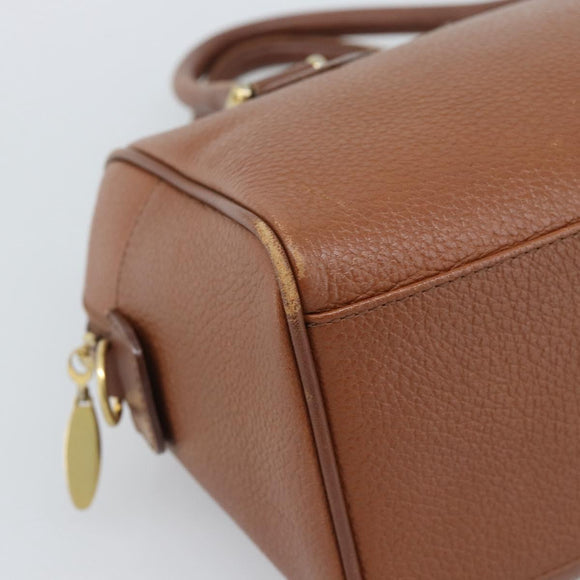 Burberry Handtas Leer Bruin Goud Auth ep15010