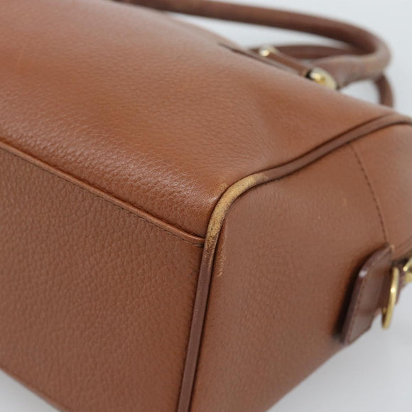 Burberry Handtas Leer Bruin Goud Auth ep15010