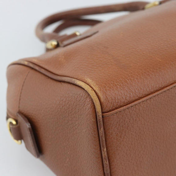 Burberry Handtas Leer Bruin Goud Auth ep15010