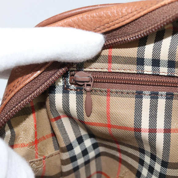Burberry Handtas Leer Bruin Goud Auth ep15010