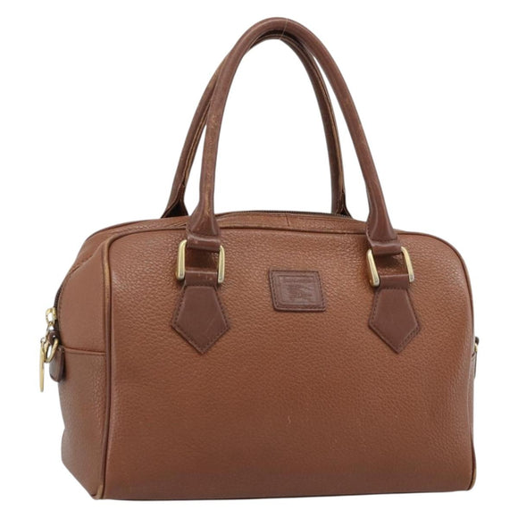 Burberry Handtas Leer Bruin Goud Auth ep15010