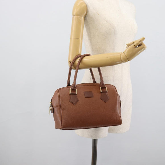 Burberry Handtas Leer Bruin Goud Auth ep15010