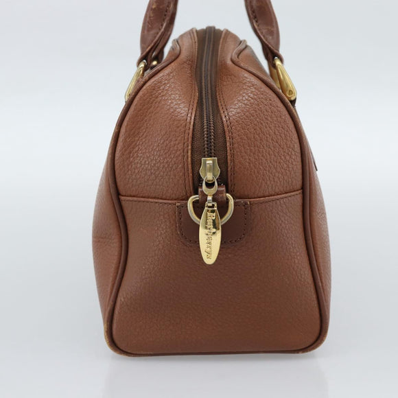 Burberry Handtas Leer Bruin Goud Auth ep15010