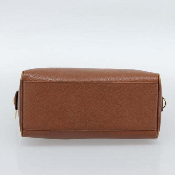 Burberrys Hand Bag Leather Brown Gold Auth ep15010