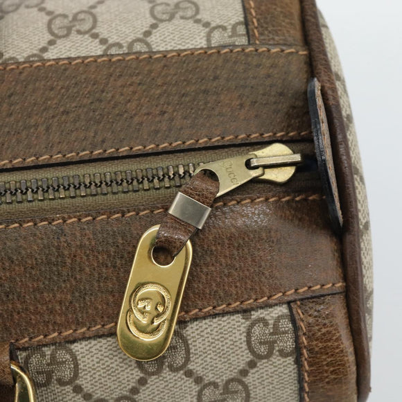 GUCCI GG Supreme Web Sherry Line Boston Bag PVC Beige Gold Auth ep15012