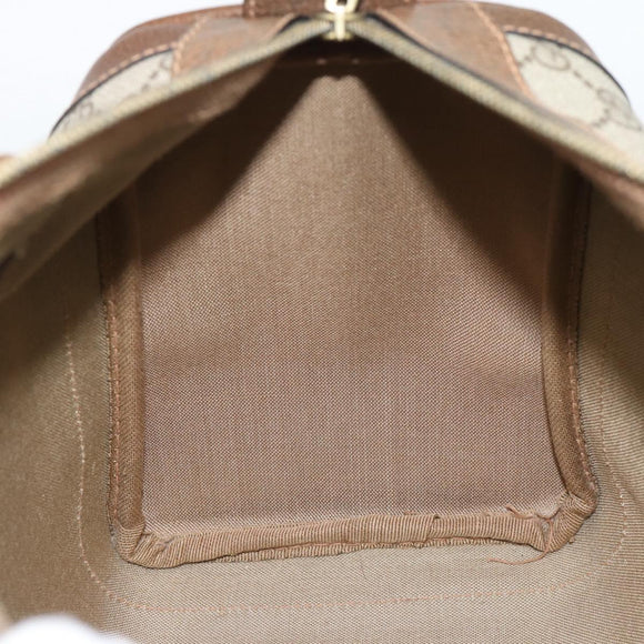 GUCCI GG Supreme Web Sherry Line Boston Bag PVC Beige Gold Auth ep15012