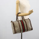 GUCCI GG Supreme Web Sherry Line Boston Bag PVC Beige Gold Auth ep15012-20