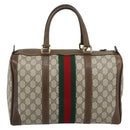 GUCCI GG Supreme Web Sherry Line Boston Bag PVC Beige Gold Auth ep15012-2