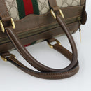 GUCCI GG Supreme Web Sherry Line Boston Bag PVC Beige Gold Auth ep15012-7