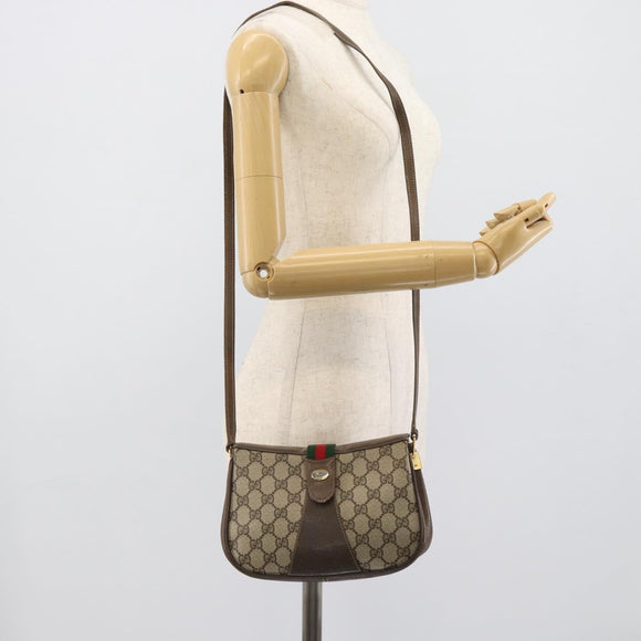 GUCCI GG Supreme Web Sherry Line Bag PVC Beige Gold 72 02 024 Auth ep15016