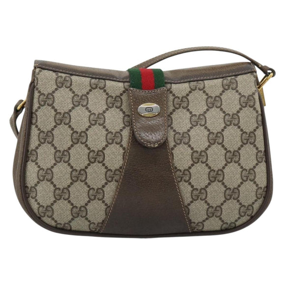 GUCCI GG Supreme Web Sherry Line Bag PVC Beige Gold 72 02 024 Auth ep15016