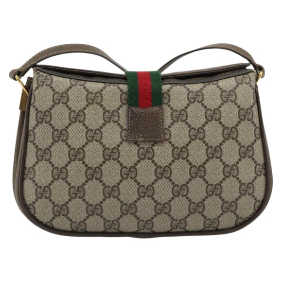 GUCCI GG Supreme Web Sherry Line Bag PVC Beige Gold 72 02 024 Auth ep15016
