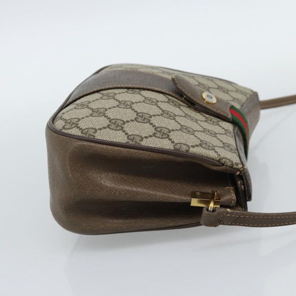GUCCI GG Supreme Web Sherry Line Bag PVC Beige Gold 72 02 024 Auth ep15016