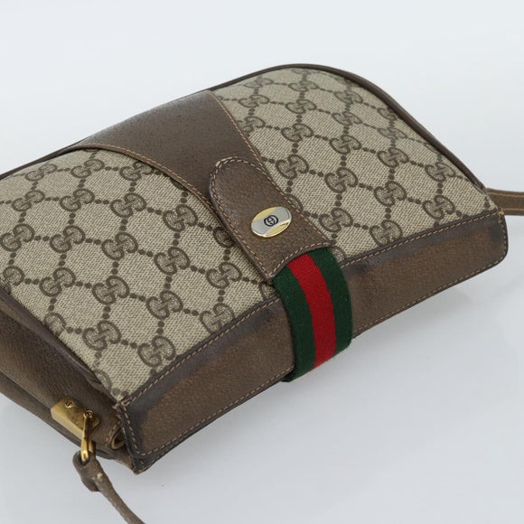 GUCCI GG Supreme Web Sherry Line Bag PVC Beige Gold 72 02 024 Auth ep15016