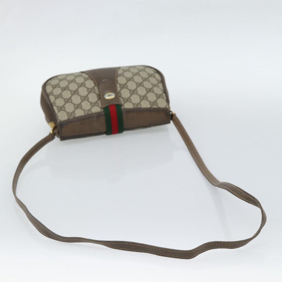 GUCCI GG Supreme Web Sherry Line Bag PVC Beige Gold 72 02 024 Auth ep15016
