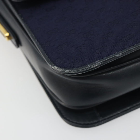 GUCCI Micro GG Canvas Shoulder Bag Navy Gold Auth ep15021A