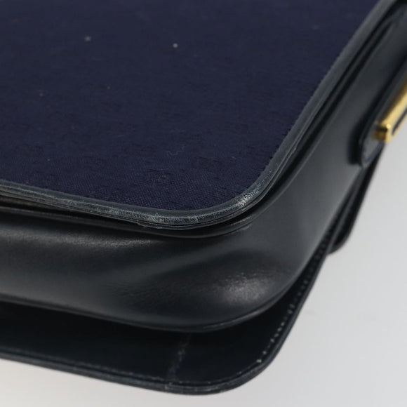 GUCCI Micro GG Canvas Shoulder Bag Navy Gold Auth ep15021A