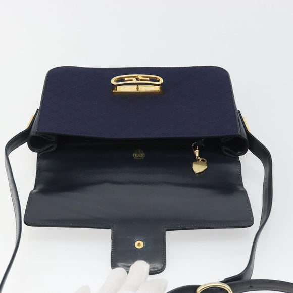 GUCCI Micro GG Canvas Shoulder Bag Navy Gold Auth ep15021A