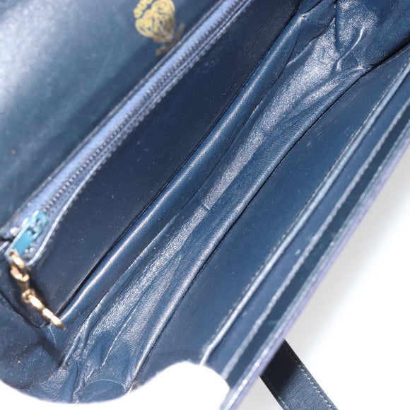GUCCI Micro GG Canvas Shoulder Bag Navy Gold Auth ep15021A