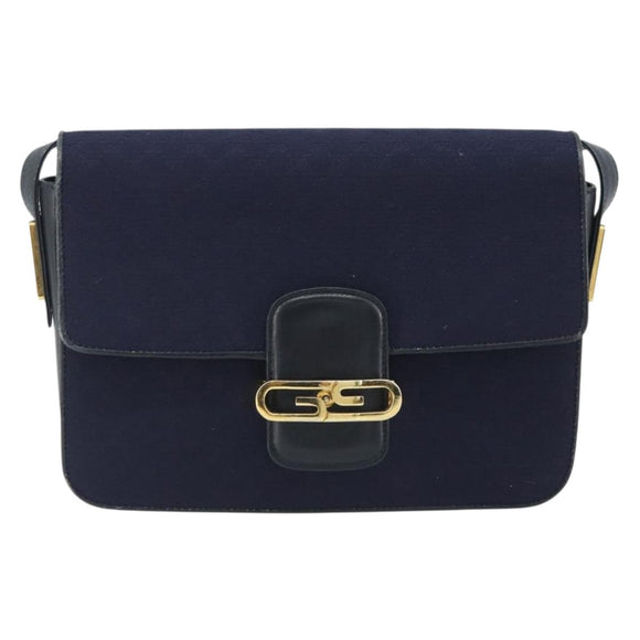 GUCCI Micro GG Canvas Shoulder Bag Navy Gold Auth ep15021A