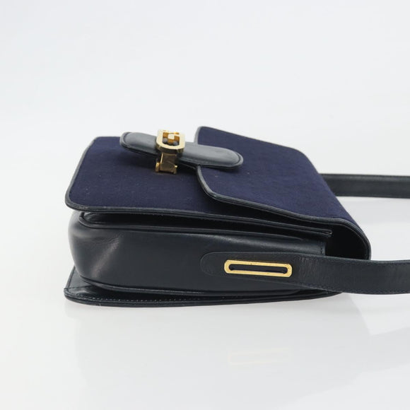 GUCCI Micro GG Canvas Shoulder Bag Navy Gold Auth ep15021A