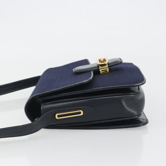 GUCCI Micro GG Canvas Shoulder Bag Navy Gold Auth ep15021A