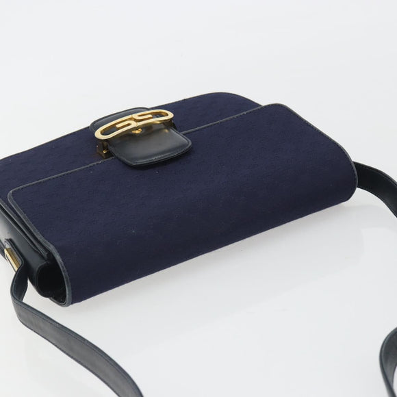 GUCCI Micro GG Canvas Shoulder Bag Navy Gold Auth ep15021A