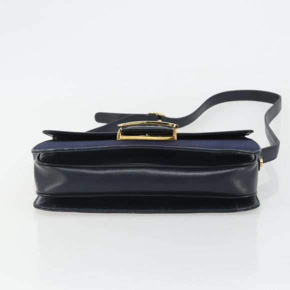 GUCCI Micro GG Canvas Shoulder Bag Navy Gold Auth ep15021A