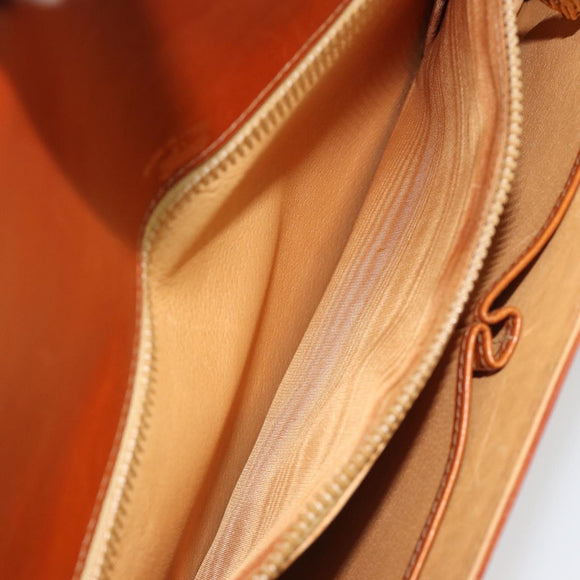 GUCCI Clutch Bag Leather Brown Gold Auth ep15027A