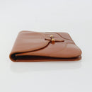 GUCCI Clutch Bag Leather Brown Gold Auth ep15027A-4