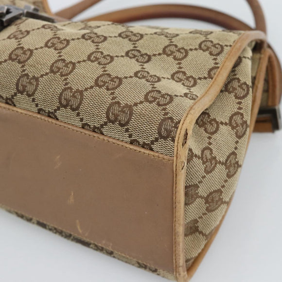 GUCCI GG Canvas Jackie Shoulder Bag Beige Silver 01719 Auth ep15028