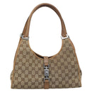 GUCCI GG Canvas Jackie Shoulder Bag Beige Silver 01719 Auth ep15028-2