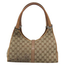 GUCCI GG Canvas Jackie Shoulder Bag Beige Silver 01719 Auth ep15028-3
