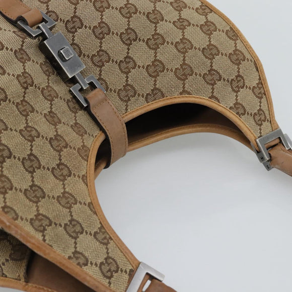 GUCCI GG Canvas Jackie Shoulder Bag Beige Silver 01719 Auth ep15028
